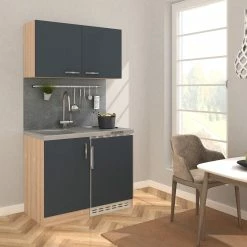 Respekta Miniküche MK100ESGOSS 100 Cm Grau - Kochmulde