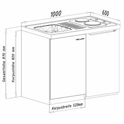 Respekta Miniküche MK100ESGOSS 100 Cm Grau - Kochmulde -Vicco Geschäft 1676488006 prod 004