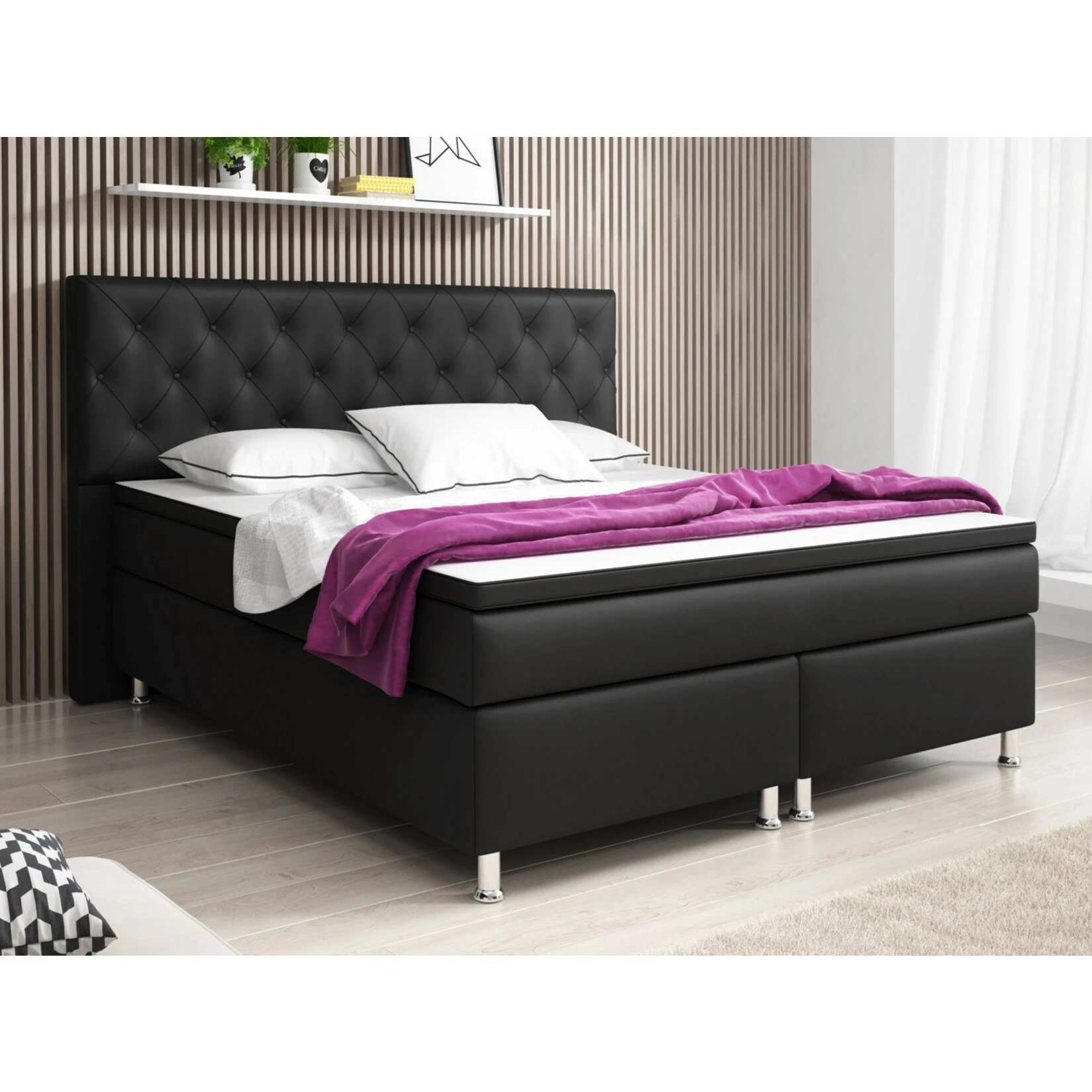 Inter Handels Boxspringbett Turin 180x200 Cm Schwarz 2 Inter Handels Boxspringbett Turin 180x200 Cm Schwarz – Bild 2