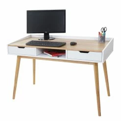 Schreibtisch MCW-A70, Computertisch Bürotisch, 120x55cm MDF Esche-Optik