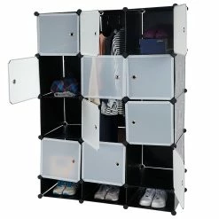MCW Regalsystem Cairns T306, Steckregal Garderobe Kleiderschrank, 8 Boxen Je 37x37x47cm Schwarz