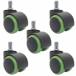 5er-Set Hartbodenrollen MCW-H86, Bürostuhl-Rollen Stuhlrollen, 150kg Belastbar 50mm ~ Grün