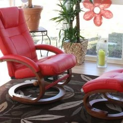 MCW Fernsehsessel Aprilia, Kunstleder, Mit Hocker ~ Rot