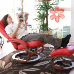 MCW Fernsehsessel Aprilia, Kunstleder, Mit Hocker ~ Rot -Vicco Geschäft 1976087001 prod 004