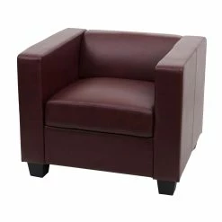 MCW Sessel Loungesessel Lille ~ Kunstleder, Rot-braun