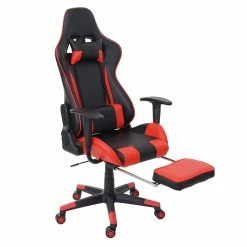 Relax-Bürostuhl MCW-D25 XXL, Schreibtischstuhl Gamingstuhl, 150kg Belastbar Fußstütze ~ Schwarz/rot
