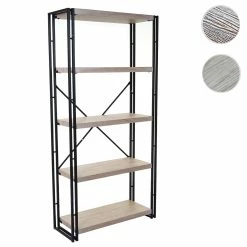 Bücherregal MCW-A27, Standregal Wohnregal, 165x80cm 3D-Struktur 5 Ebenen ~ Eiche-Optik -Vicco Geschäft 2000010001 prod 005