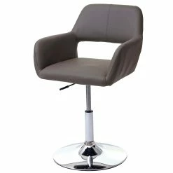 Esszimmerstuhl MCW-A50 III, Stuhl Küchenstuhl, Retro 50er Jahre, Kunstleder ~ Taupe-grau, Chromfuß