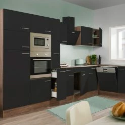 Respekta Küchenprogramm Eiche York Winkelküche 370 Cm Inkl. E-Geräte & Mineralite Einbauspüle, Schwarz -Vicco Geschäft 2111289003 prod 006 scaled