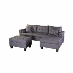Home Deluxe Polsterecke Rom Sofa Links, Mit Hocker