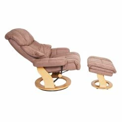 MCW MCA Relaxsessel Edmonton, TV-Sessel Hocker, 180kg Belastbar Stoff/Textil ~ Braun, Gestell Naturbraun -Vicco Geschäft 2192864000 prod 003