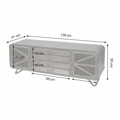 Wohnzimmer-Set MCW-F91, TV-Rack Kommode Highboard Hochschrank, Industrial Tanne Holz Metall, Braun-schwarz 9 Wohnzimmer-Set MCW-F91, TV-Rack Kommode Highboard Hochschrank, Industrial Tanne Holz Metall, Braun-schwarz -Vicco Geschäft 2226983000 prod 004