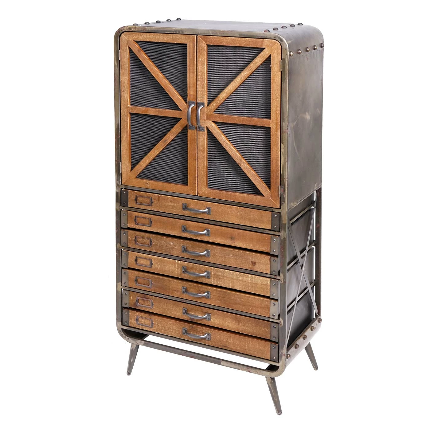 Wohnzimmer-Set MCW-F91, TV-Rack Kommode Highboard Hochschrank, Industrial Tanne Holz Metall, Braun-schwarz 5 Wohnzimmer-Set MCW-F91, TV-Rack Kommode Highboard Hochschrank, Industrial Tanne Holz Metall, Braun-schwarz – Bild 5