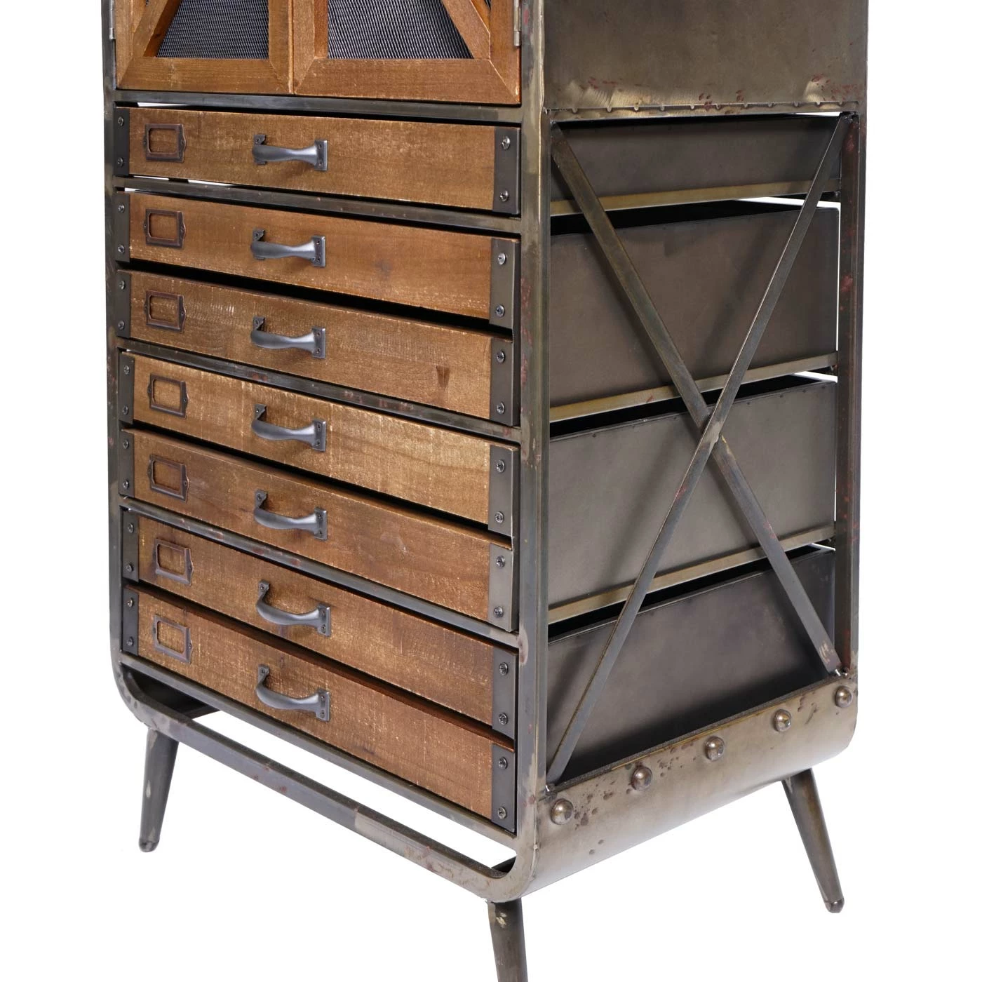 Wohnzimmer-Set MCW-F91, TV-Rack Kommode Highboard Hochschrank, Industrial Tanne Holz Metall, Braun-schwarz 6 Wohnzimmer-Set MCW-F91, TV-Rack Kommode Highboard Hochschrank, Industrial Tanne Holz Metall, Braun-schwarz – Bild 6