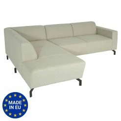Ecksofa MCW-J60, Couch Sofa Mit Ottomane Links, Made In EU, Wasserabweisend ~ Stoff/Textil Sand-braun