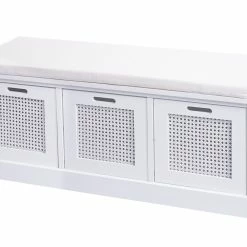 Sitzbank MCW-J49, Polsterbank Garderobenbank, Kissen Aufbewahrungsboxen Staufach 47x110x40cm ~ Weiß, Polster Creme-weiß -Vicco Geschäft 2284969000 prod 004