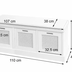 Sitzbank MCW-J49, Polsterbank Garderobenbank, Kissen Aufbewahrungsboxen Staufach 47x110x40cm ~ Weiß, Polster Creme-weiß -Vicco Geschäft 2284969000 prod 005