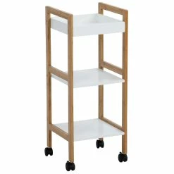 Testrut Beistellregal, Bambus, 3 Böden, M.Rollen