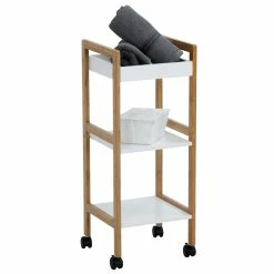 Testrut Beistellregal, Bambus, 3 Böden, M.Rollen -Vicco Geschäft 2345493000 prod 003