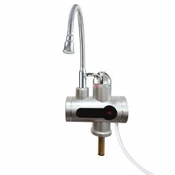 Mauk Wasserhahn Mit Durchlauferhitzer, Felxiblem Hals Und Temperaturanzeige 3KW Silber
