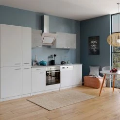 Respekta Küchenzeile KB310WWBSCGK178G 310 Cm Beton Optik, Mit Glaskeramikkochfeld