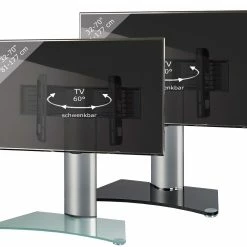 VCM Universal TV VESA Standfuß Aufsatz Erhöhung Alu Fernseh Ständer Glas WindoxaMaxi
