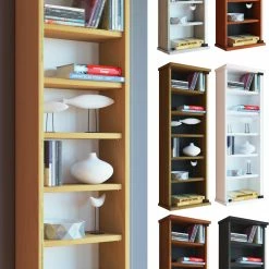 VCM Holz CD DVD Wandregal Hängeregal Wand Schrank Wandvitrine Loposa Glastür