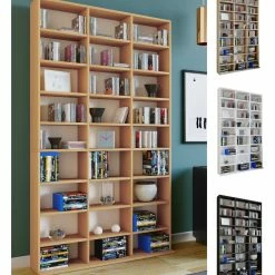 VCM Holz CD DVD Standregal Bücherregal Medienregal Raumteiler Deko Regal Megosa XL