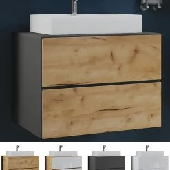 VCM 2-tlg. Waschplatz Waschtisch Badmöbel Set Waschbecken Lendas S Schublade