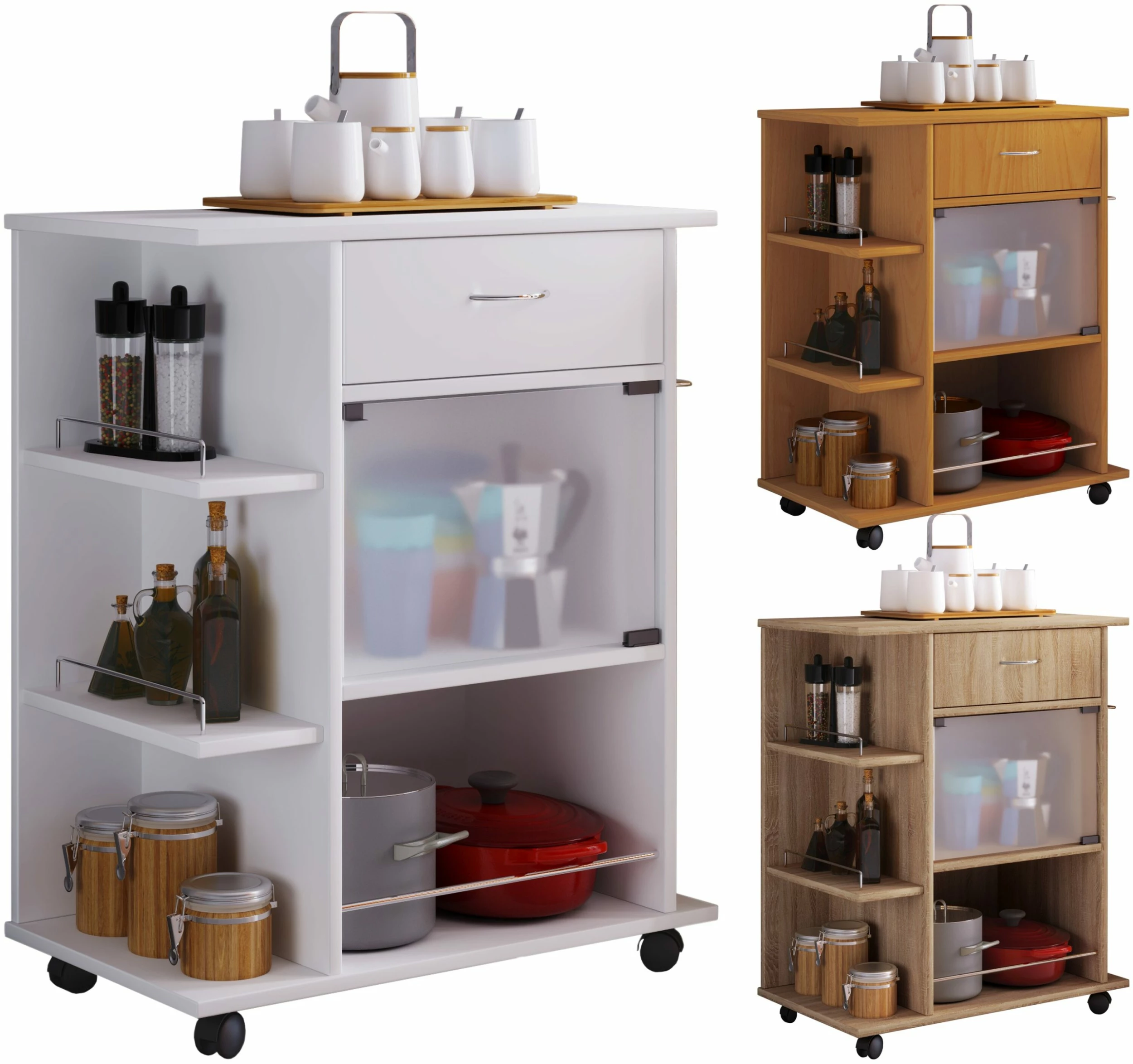 VCM Holz Küchenwagen Servierwagen Rollwagen Ablage Rollbar Rollen Schublade Pocis 1 VCM Holz Küchenwagen Servierwagen Rollwagen Ablage Rollbar Rollen Schublade Pocis