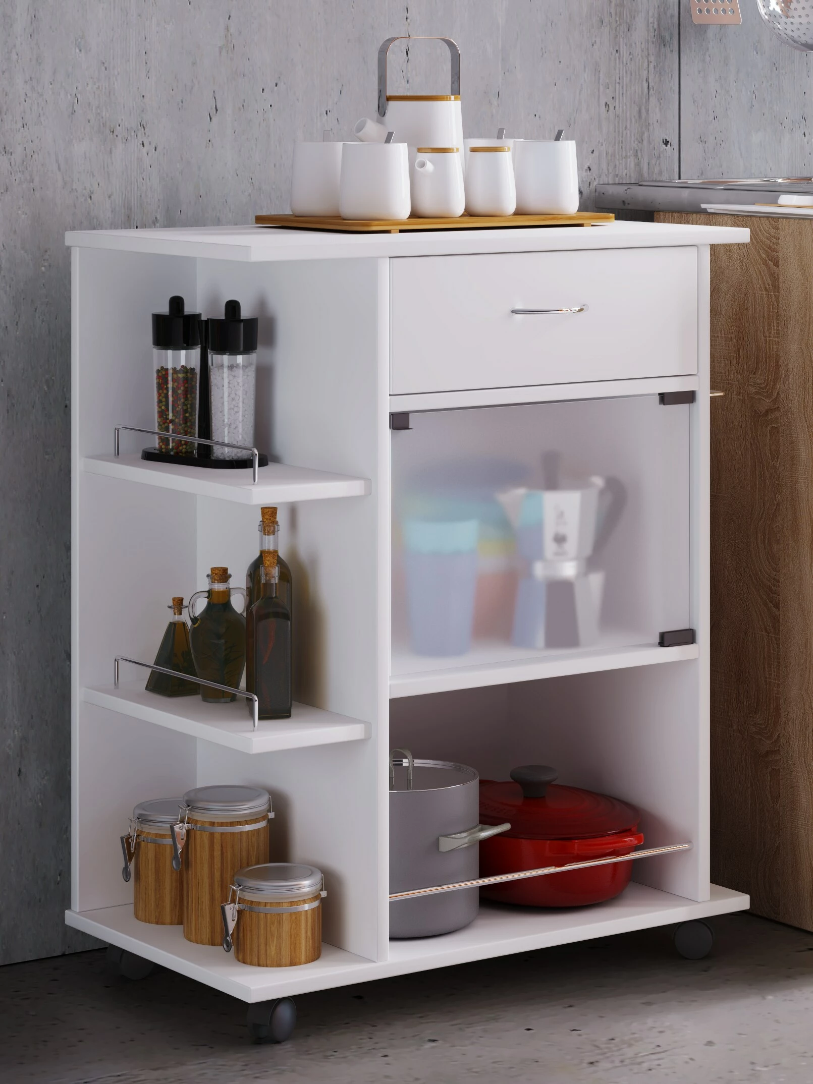 VCM Holz Küchenwagen Servierwagen Rollwagen Ablage Rollbar Rollen Schublade Pocis 3 VCM Holz Küchenwagen Servierwagen Rollwagen Ablage Rollbar Rollen Schublade Pocis – Bild 3