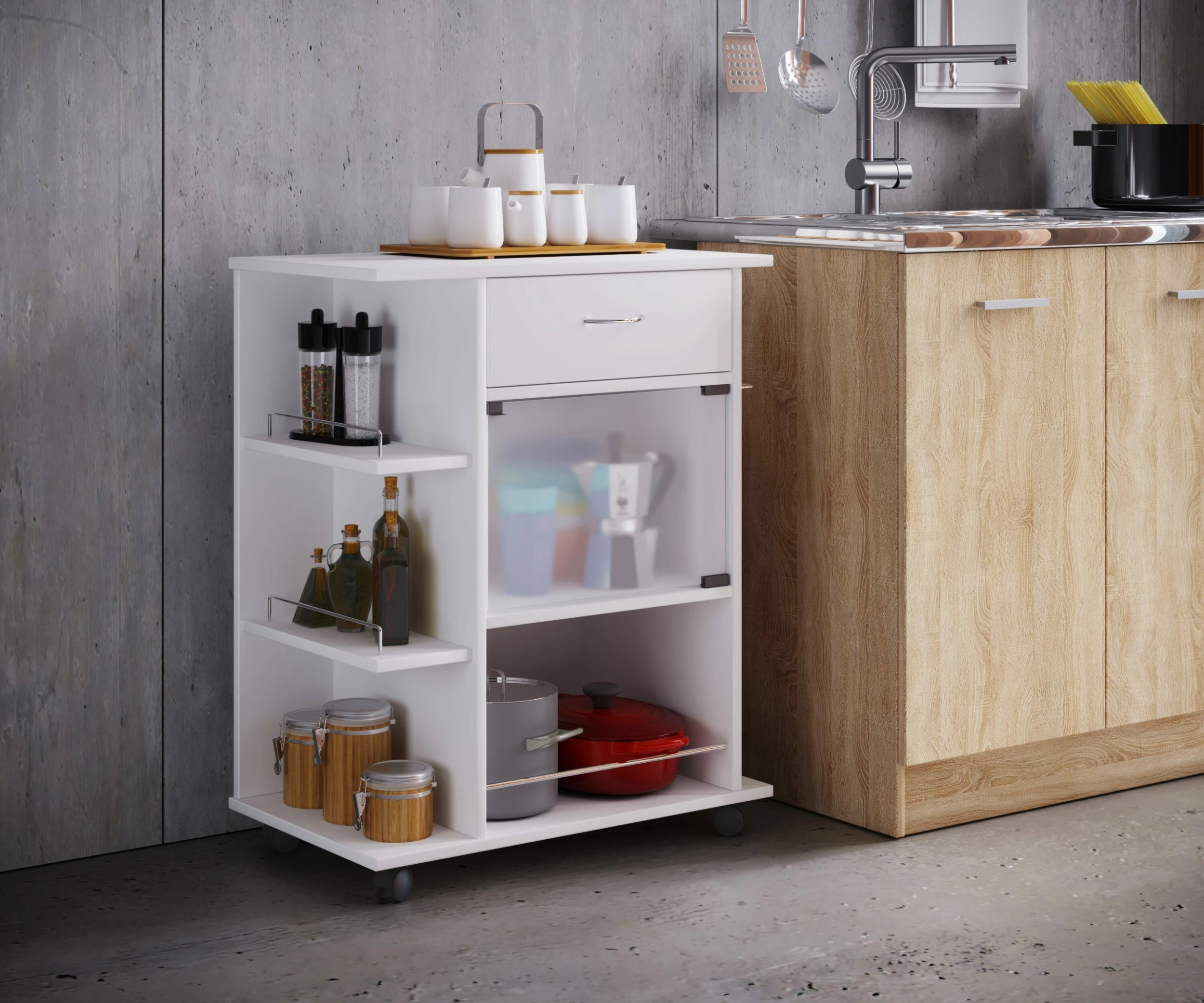 VCM Holz Küchenwagen Servierwagen Rollwagen Ablage Rollbar Rollen Schublade Pocis 4 VCM Holz Küchenwagen Servierwagen Rollwagen Ablage Rollbar Rollen Schublade Pocis – Bild 4