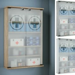 VCM Medizinschrank Arzneischrank Apothekerschrank Wand Schrank Abschließbar Janula