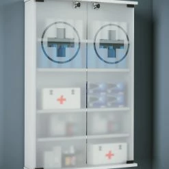 VCM Medizinschrank Arzneischrank Apothekerschrank Wand Schrank Abschließbar Janula -Vicco Geschäft 8600043100 917241 prod 004 scaled