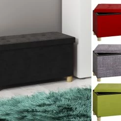 VCM Stoff Sitztruhe Sitzbank Truhe Box Kiste Aufbewahrungsbox Ottomane Sizos L