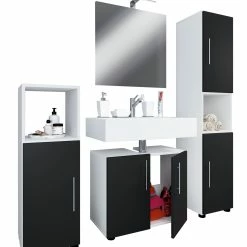 VCM 4-tlg. Badmöbel Set Komplett Badschrank Unterschrank Hochschrank Flandu II