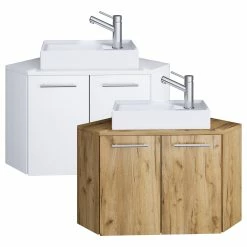 VCM 2-tlg Badmöbel Set Gäste WC Gästebad Waschplatz Waschtisch Klein Ecke Vilosa