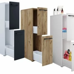 VCM Badmöbel Nischenschrank Raumteiler Badschrank Midischrank Schublade Sadilo L