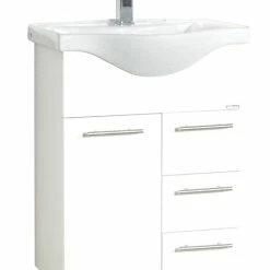 VCM 2-tlg. Waschplatz Waschtisch Badmöbel Set Waschbecken Schublade Spiegelschrank Lisalo L