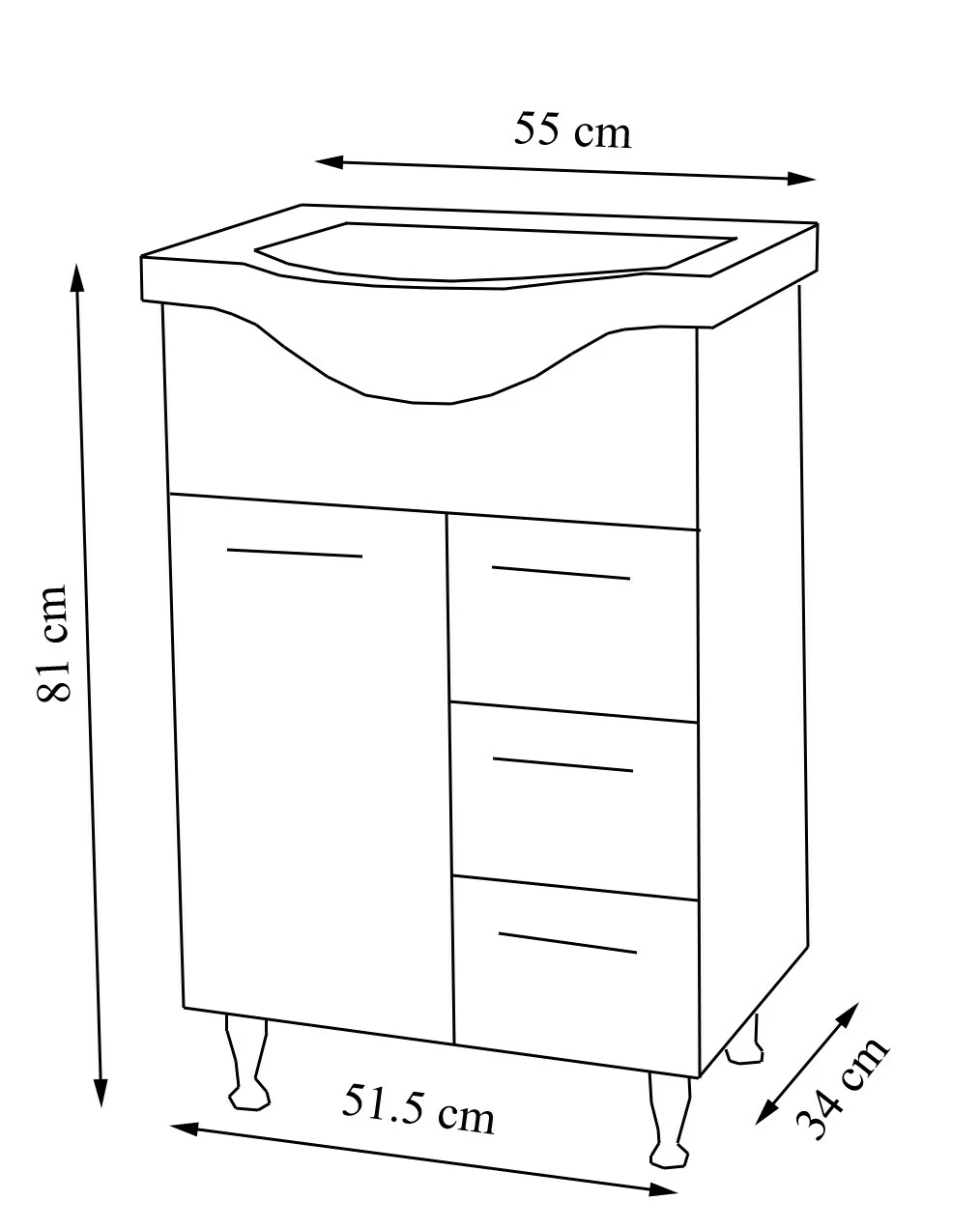VCM 2-tlg. Waschplatz Waschtisch Badmöbel Set Waschbecken Schublade Spiegelschrank Lisalo L 3 VCM 2-tlg. Waschplatz Waschtisch Badmöbel Set Waschbecken Schublade Spiegelschrank Lisalo L – Bild 3