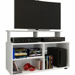 VCM Holz TV Lowboard Fernsehschrank Konsole Fernsehtisch Fernseh Glas Balansia