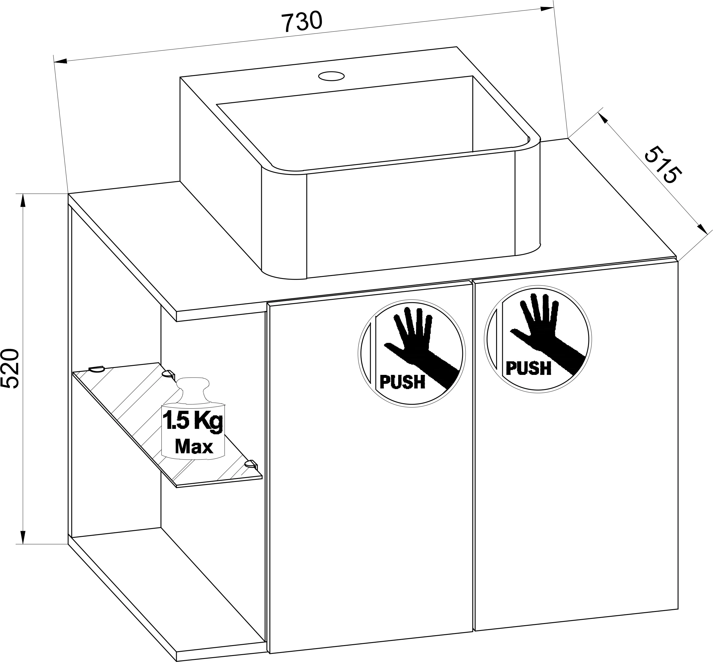 VCM 5-tlg. Waschplatz Waschtisch Badmöbel Set Waschbecken Spiegel Hausa Drehtür 3 VCM 5-tlg. Waschplatz Waschtisch Badmöbel Set Waschbecken Spiegel Hausa Drehtür – Bild 3