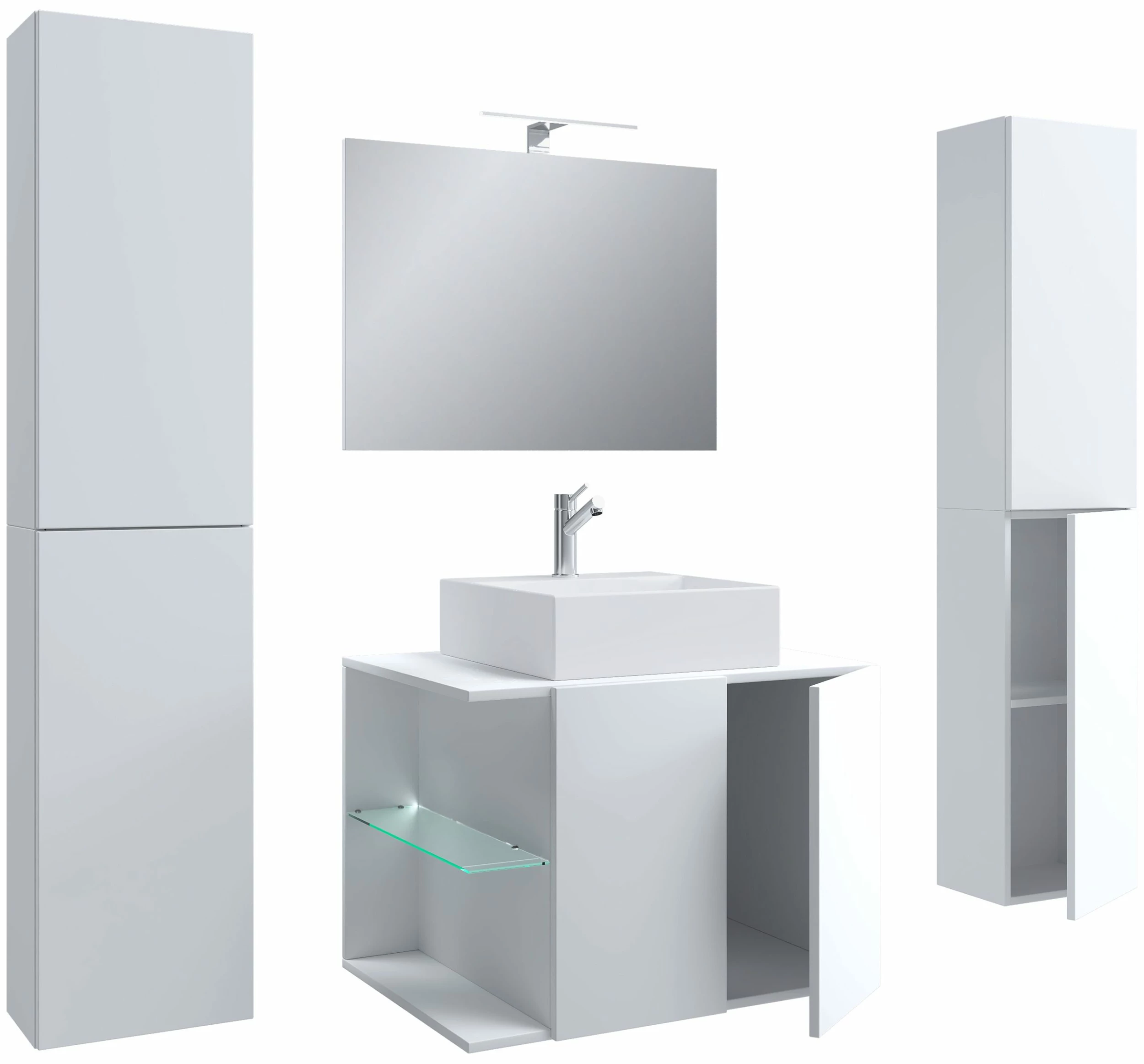 VCM 5-tlg. Waschplatz Waschtisch Badmöbel Set Waschbecken Spiegel Hausa Drehtür 4 VCM 5-tlg. Waschplatz Waschtisch Badmöbel Set Waschbecken Spiegel Hausa Drehtür – Bild 4