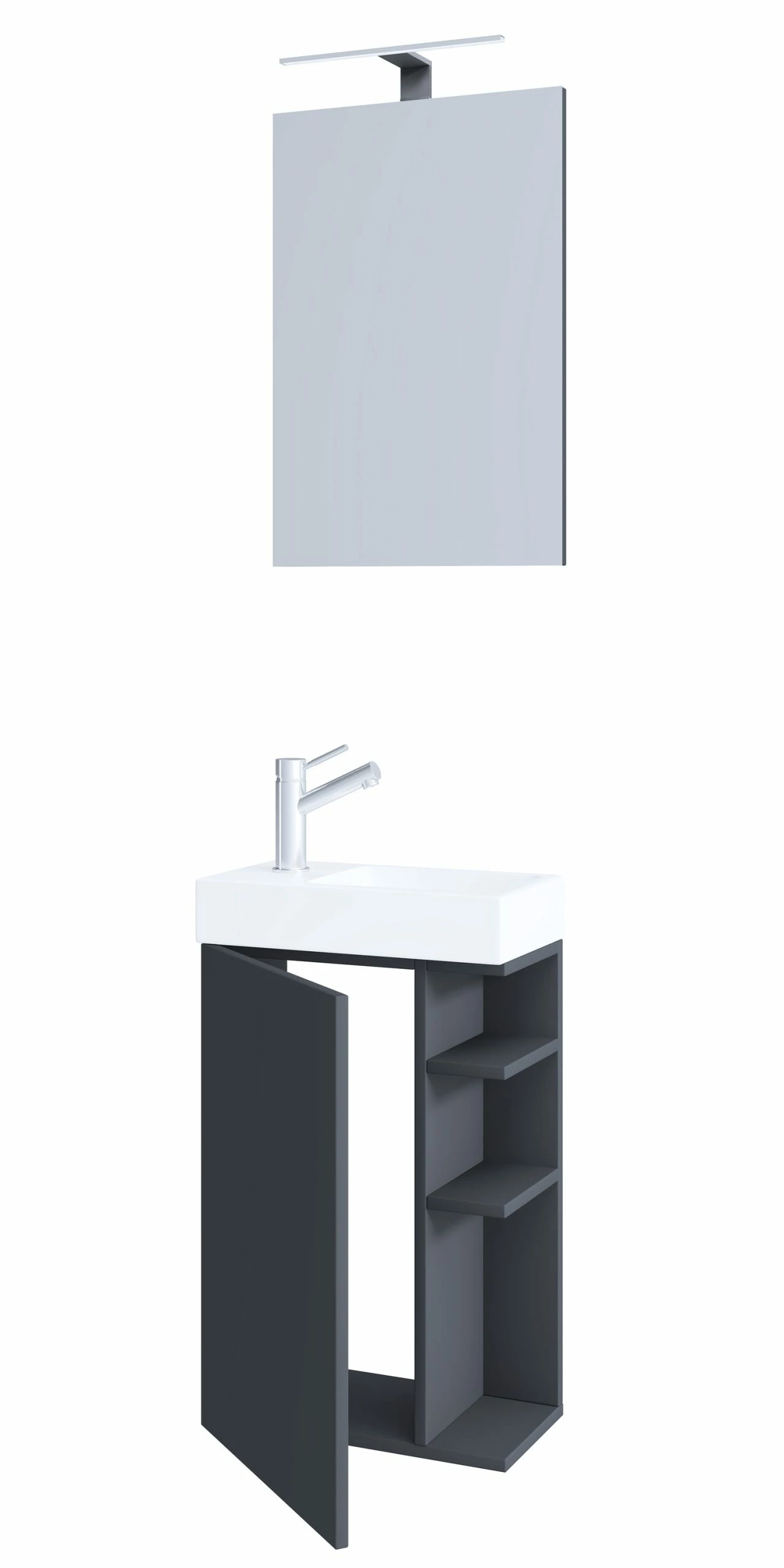 VCM 3-tlg Badmöbel Set Gäste WC Gästebad Waschplatz Waschtisch Klein Schmal Lumia Spiegel 5 VCM 3-tlg Badmöbel Set Gäste WC Gästebad Waschplatz Waschtisch Klein Schmal Lumia Spiegel – Bild 5