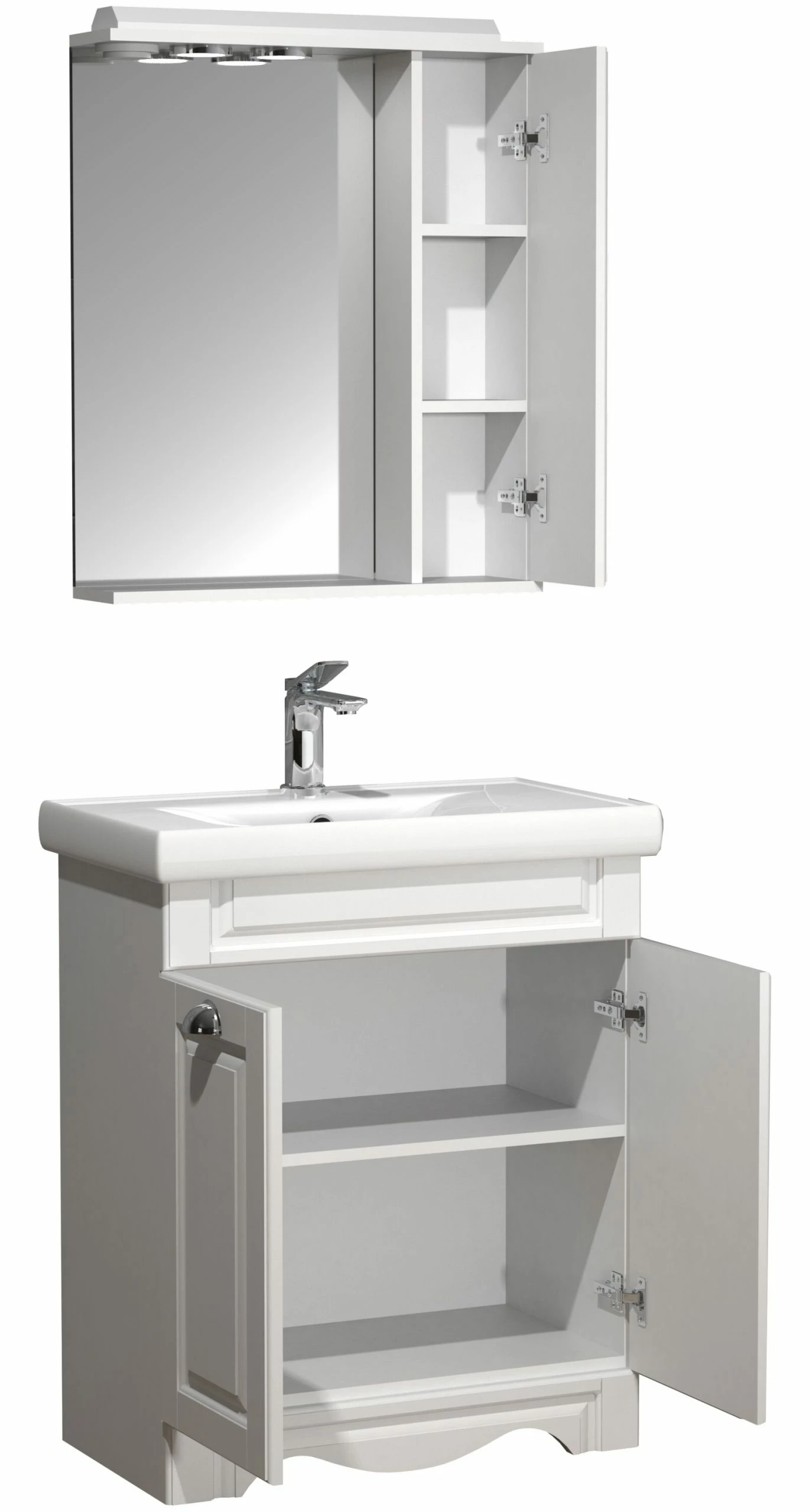 VCM 3-tlg. Waschplatz Waschtisch Breite 60 Cm Badmöbel Set Waschbecken Spiegelschrank Landhaus Casalo L 5 VCM 3-tlg. Waschplatz Waschtisch Breite 60 Cm Badmöbel Set Waschbecken Spiegelschrank Landhaus Casalo L – Bild 5