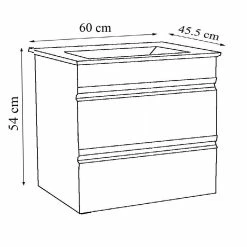 VCM 5-tlg. Waschplatz Waschtisch 60 Cm Badmöbel Set Waschbecken Grifflose Schublade Spiegelschrank Hochschrank Silora L -Vicco Geschäft 8600043100 919133 prod 003