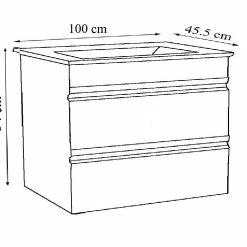 VCM 5-tlg. Waschplatz Waschtisch 100 Cm Badmöbel Set Waschbecken Grifflose Schublade Spiegelschrank Hochschrank Silora XL -Vicco Geschäft 8600043100 919139 prod 003