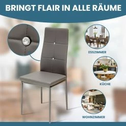 Albatros Esszimmerstühle DIAMOND, 4er Set, Grau, Kunstleder -Vicco Geschäft 8600153300 2357 prod 004