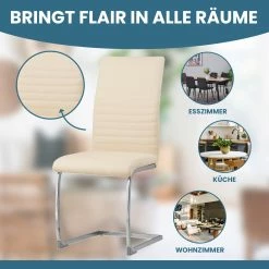 Albatros Freischwinger MURANO, 4er Set, Beige, Kunstleder -Vicco Geschäft 8600153300 2471 prod 004