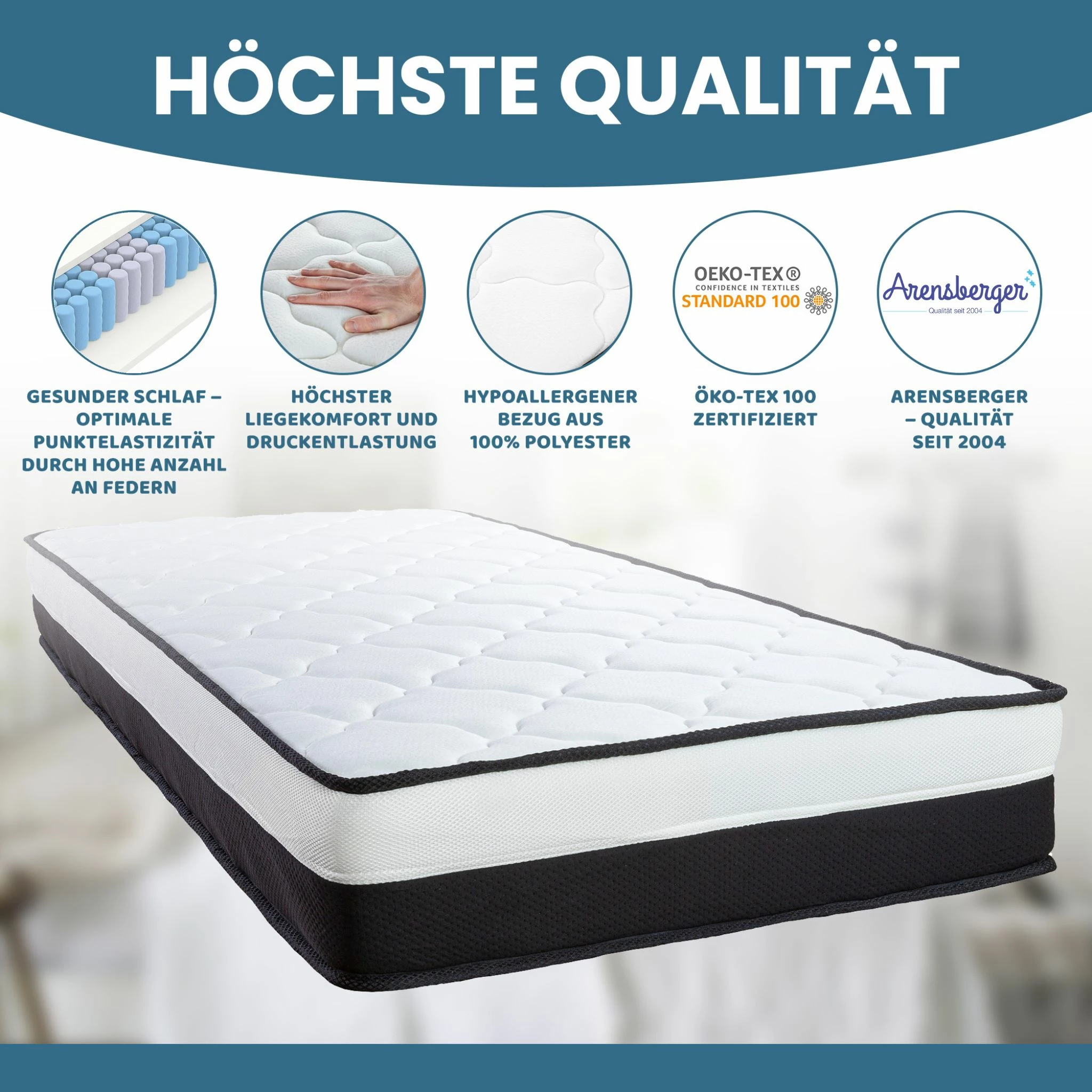 Arensberger EMILIA 7-Zonen Taschenfederkern Matratze, 120 X 200 Cm, Höhe 23cm 3 Arensberger EMILIA 7-Zonen Taschenfederkern Matratze, 120 X 200 Cm, Höhe 23cm – Bild 3